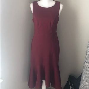Holiday dress! Maroon open lace back, peplum dress